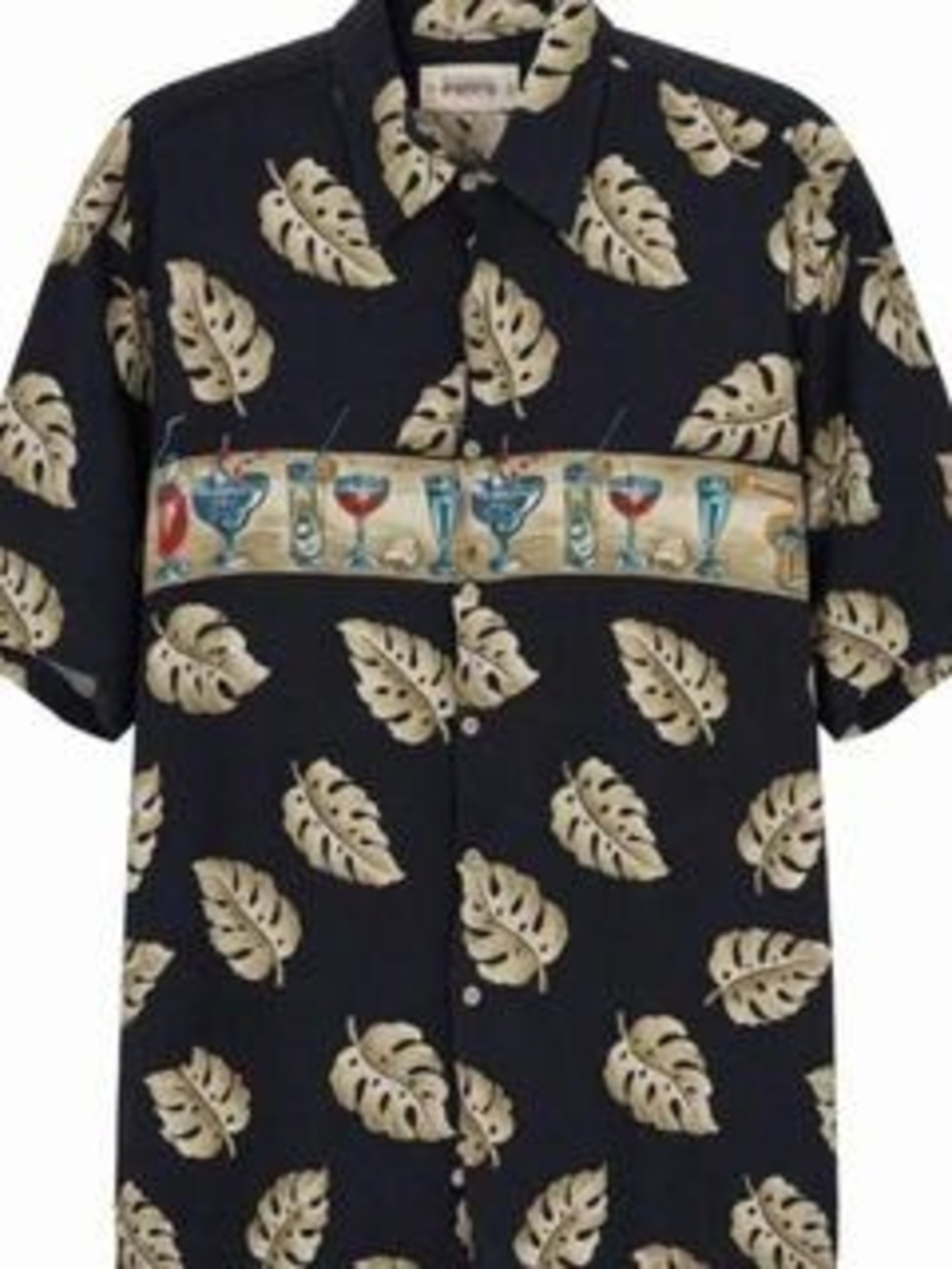 Campia Moda Hawaiian Shirt M Black Leaf